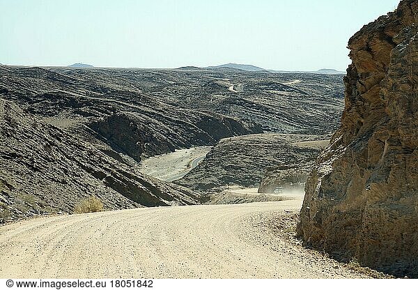 Road C14 and landscape at Kuiseb Pass  Republic of Namibia
