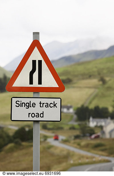 Road Sign on Hill  Isle of Skye  Scotland