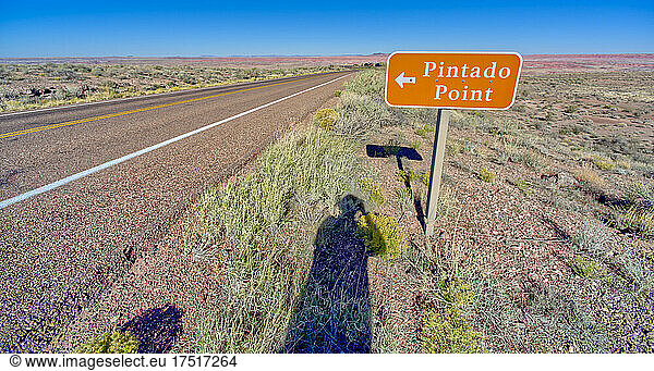 Roadsign for Pintado Point in Petrified Forest AZ