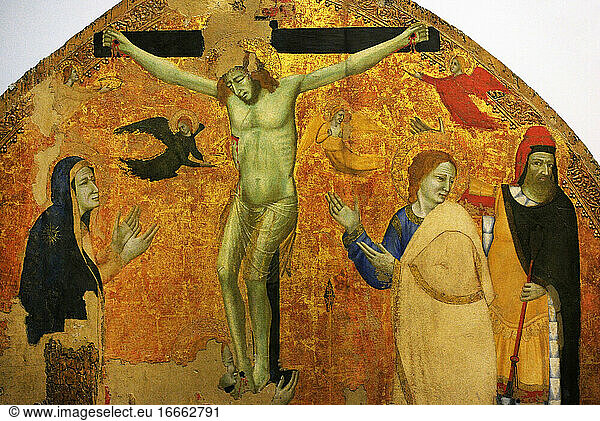 Roberto de Oderisio (ca.1335-1382). Italienischer Maler. Kreuzigung  ca.1335. Detail. Nationalmuseum von Capodimonte. Neapel. Italien.