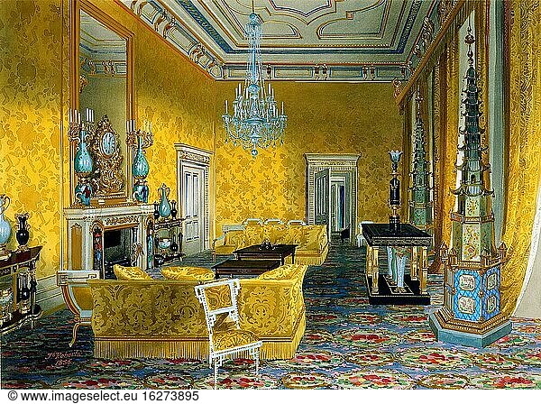 Roberts James - Buckingham Palace - the Yellow Drawing Room - British School - 19th Century.