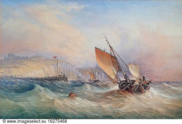 Robins Thomas Sewell - Shipping off Dover Harbour - British School - 19th Century.