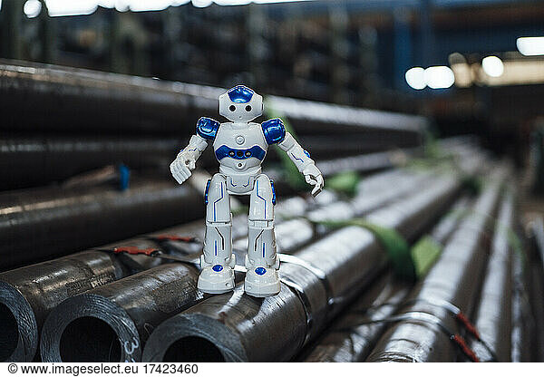 Robot on steel pipe in industry