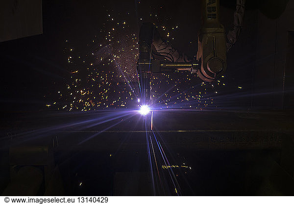 Robot welding machinery in industry