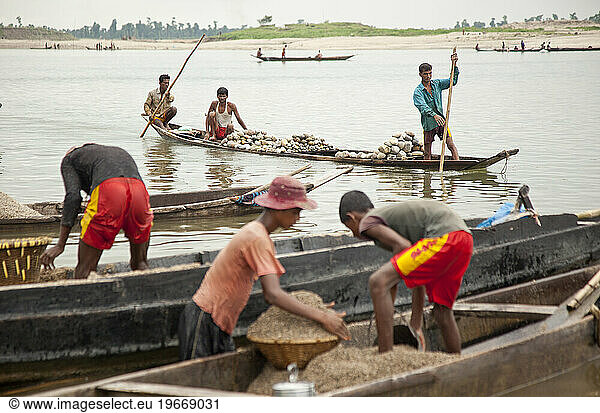 Rock collectors  Jaflong  Bangladesh