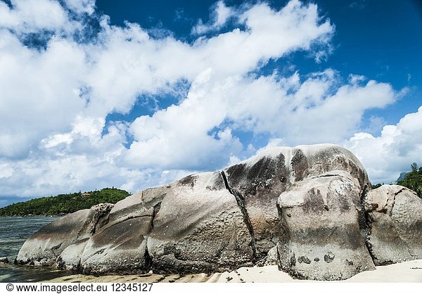 Rock formations. Anse Boileau Beach  Mahé. Mahé is the largest island of Seychelles  an archipelago off the East Coast of Africa.