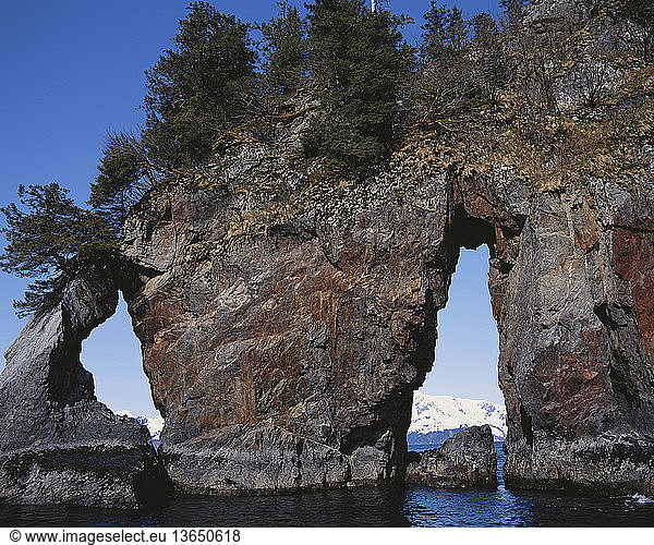 Rock formations known as the Kenai Windows  Kenai Fjords National Park  Kenai Peninsula  Alaska.