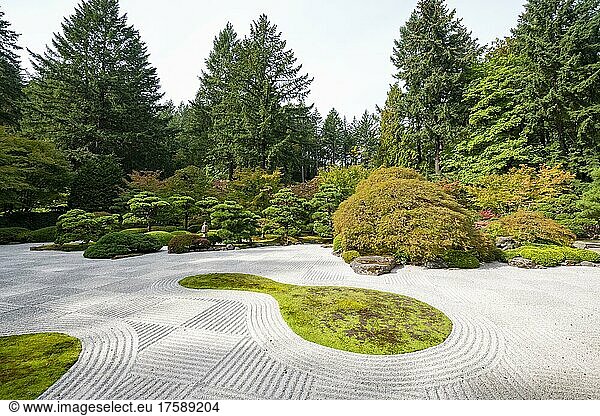 Rock Garden  Zen Garden  Japanese Garden  Portland  Oregon  USA  North America