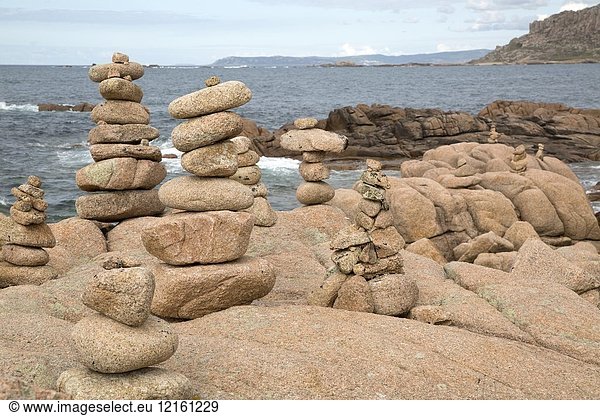 Rock Stack English Cemetery Trece Head Beach Costa de la Muerte Galicia Spain.
