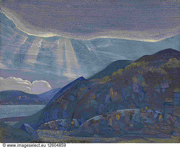 Rocks and Cliffs (from the series Ladoga)  1917-1918. Artist: Roerich  Nicholas (1874-1947)