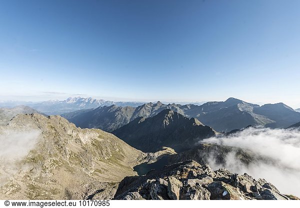 Rocky mountains with clouds  view from Greifenberg at 2618m  Schladming Tauern  Alps  Styria  Austria  Europe