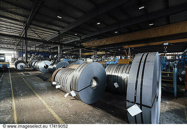 Rolled up metal sheet in steel mill