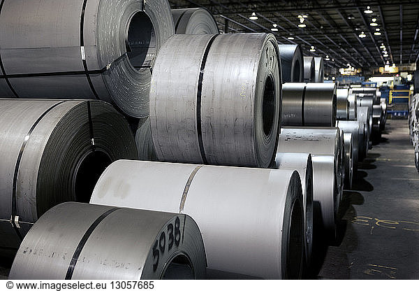 Rolls of metal sheets in industry
