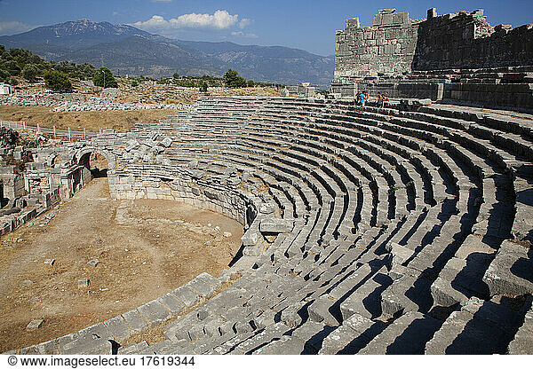 Roman amphitheatre at the ruins of Xanthos  near Kalkan  Turkey; Xanthos  Antalya Province  Turkey