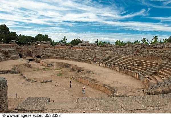 Roman Amphitheatre. Roman ruins. Mérida. Badajoz. Estremadura. Spain.