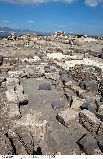 Roman Corinthian temple ruins at the Omrit historic site  Israel