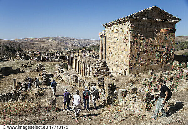 Roman Ruins  View Of Severan Temple  Place Des Severes; Djemila  Algeria