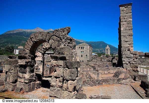 Roman theater from the 1st century BC in Aosta. Italy.
