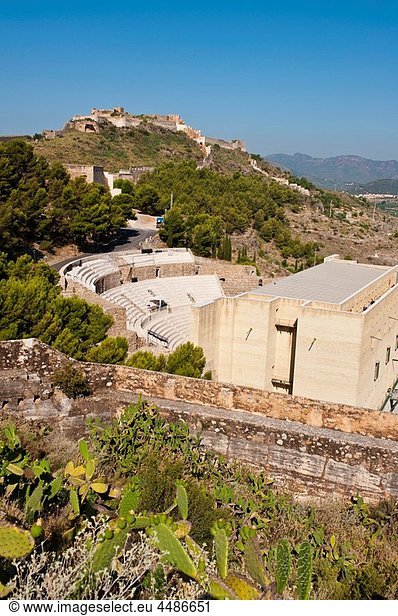 Roman theatre and castle  Sagunto  Valencia province  Comunidad Valenciana  Spain