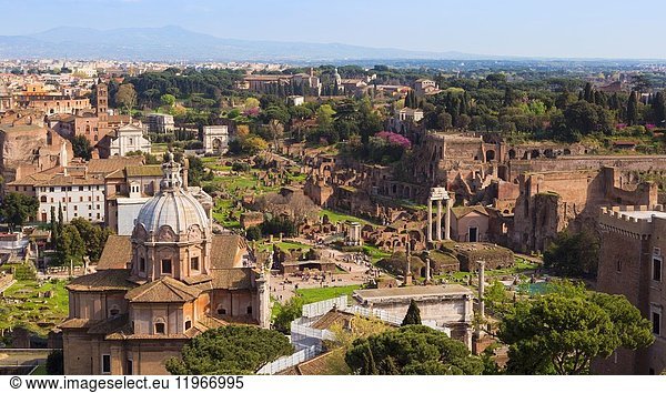 Rome  Italy. The Roman Forum. The Forum is part of the Historic Centre of Rome which is a UNESCO World Heritage Site.