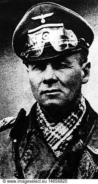 Rommel  Erwin  15.11.1891 - 14.10.1944  deut. General  PortrÃ¤t  1942 Rommel, Erwin, 15.11.1891 - 14.10.1944, deut. General, PortrÃ¤t, 1942,