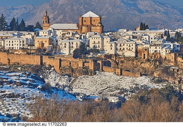 Ronda,  Old city walls,  Winter,  Malaga province,  Andalusia,  Spain.