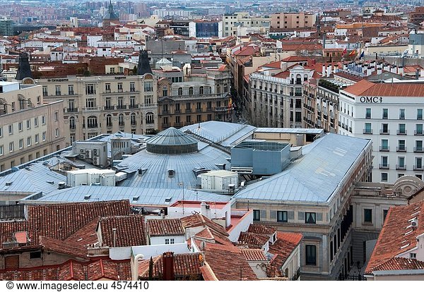 Roof of Congreso de los Diputados  view from above Comunidad de Madrid  Spain  Europe