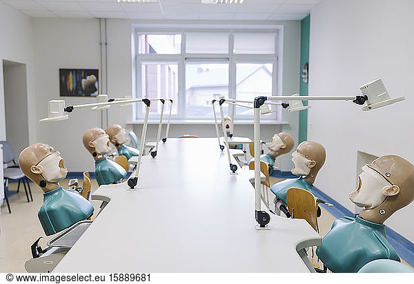 Room with dental training manikins