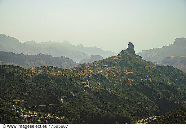 Roque Nublo seen from Mirador de Degollada Becerra under clear sky  Spain
