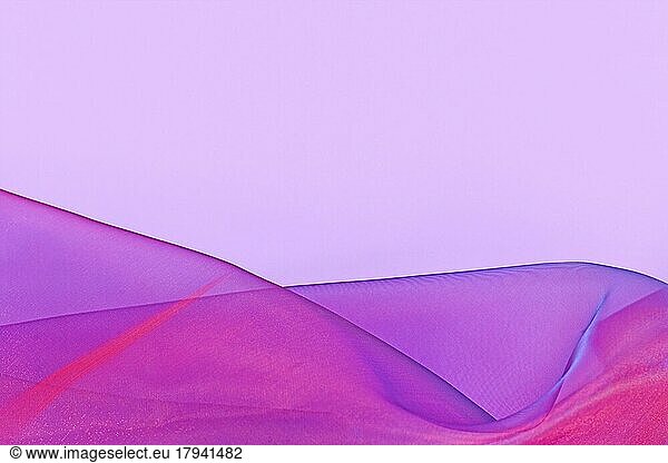 Rosa und lila Tüll Netzgewebe mit blauen Farbton am unteren Rand der rosa Hintergrund mit Kopie Raum