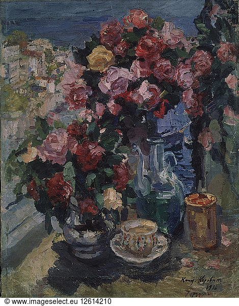 Roses. Gurzuf  1916. Artist: Korovin  Konstantin Alexeyevich (1861-1939)