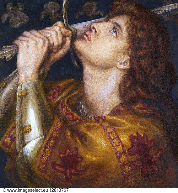 ROSSETTI: JOAN OF ARC  1864. 'Joan of Arc'. Watercolor by Dante Gabriel Rossetti  1864.