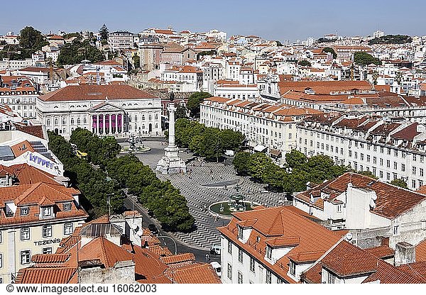 Rossio Platz  Ausblick vom Elevador de Santa Justa  Lissabon  Portugal  Europa