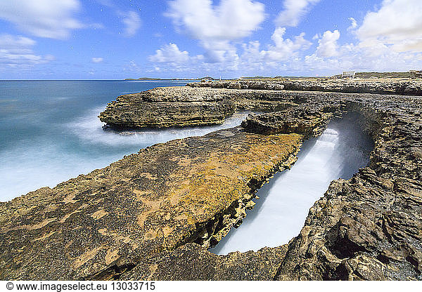 Rough sea and cliffs  Devil's Bridge  Antigua  Antigua and Barbuda  Leeward Islands  West Indies  Caribbean