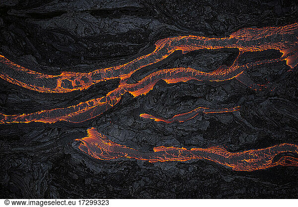 Rough terrain with flowing hot lava