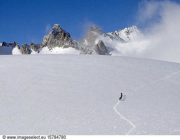 Row of hikers  Galcier du Trient  Mont Blanc Massif  Switzerland
