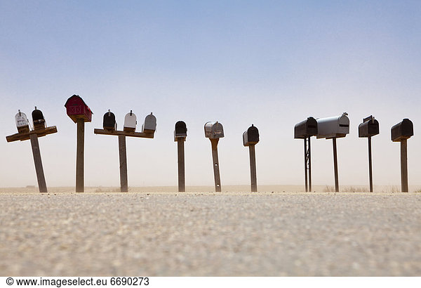 Rows of Mailboxes and Desert Dust