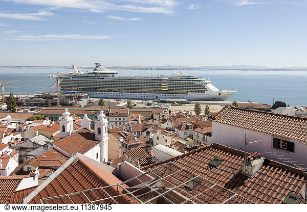 Royal cruise ship at harbour  Lisbon  Portugal