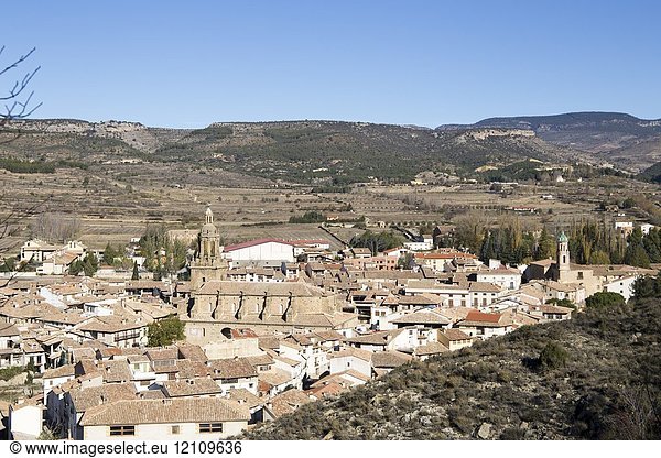 Rubielos de Mora village from above  one of the most beautiful towns in Spain.