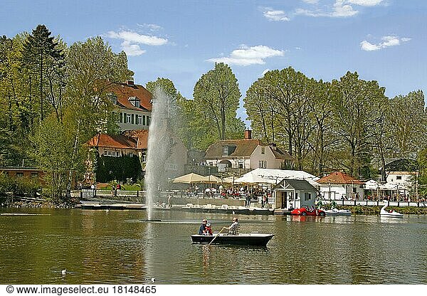 Ruderboot  Großer Teich  Teichhaus  Kurpark  Bad Nauheim  Hessen  Kurort  Deutschland  Europa