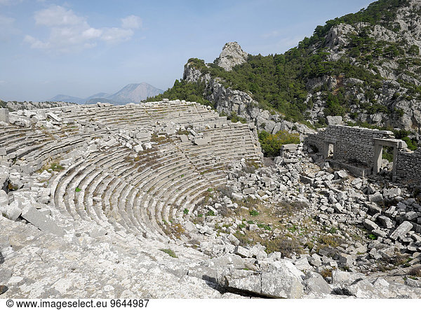 Ruine  Amphitheater  antike Stadt  Termessos  Provinz Antalya  Türkei  Asien
