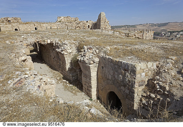 Ruine der Kreuzritterburg Kerak  erbaut 1140  damals Crac des Moabites  Kerak oder Karak  Jordanien  Asien