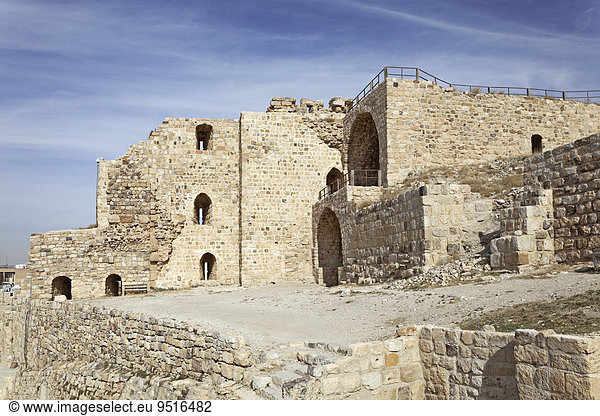 Ruine der Kreuzritterburg Kerak  erbaut 1140  damals Crac des Moabites  Kerak oder Karak  Jordanien  Asien