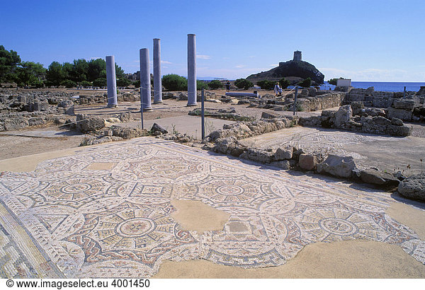 Ruine von römischer Adelsvilla  Nora bei Pula  Sardinien  Italien  Europa