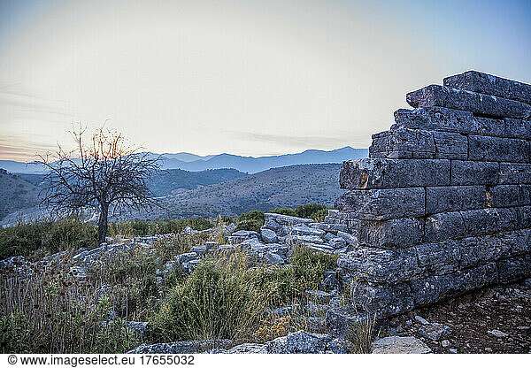 Ruined structures at archaeological site of Orraon  Arta  Greece
