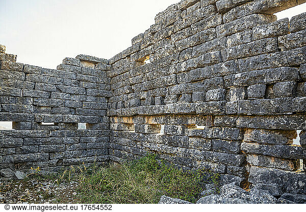 Ruined walls at ancient archaeological site of Orraon  Arta  Greece
