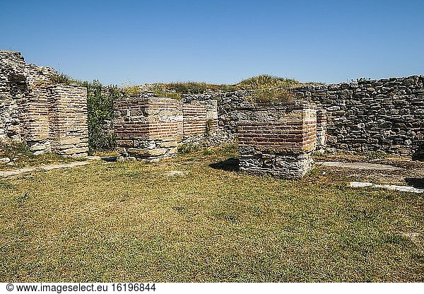 Ruinen der römischen Bäder (thermea). Festung Histria,  archäologische Fundstätte Histria. Istrien,  Kreis Constan?a,  Region Dobrudscha,  Rumänien,  Europa.