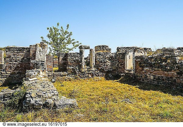 Ruinen der römischen Bäder (thermea). Festung Histria  archäologische Fundstätte Histria. Istrien  Kreis Constan?a  Region Dobrudscha  Rumänien  Europa.