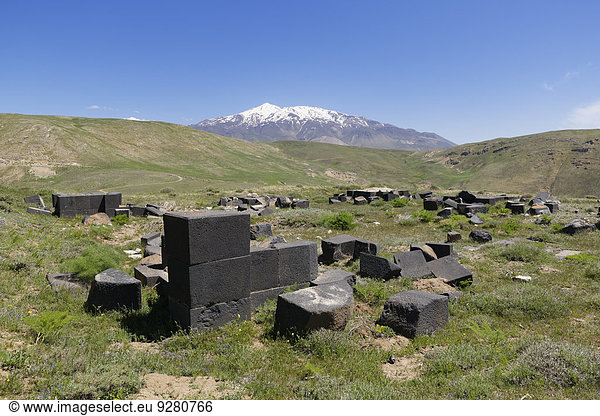 Ruinen der urartäischen Palastfestung Kef Kalesi oder Kefkalesi Vulkan Süphan Dagi oder Süphan Da?? Adilcevaz Provinz Bitlis Ostanatolien Anatolien Türkei