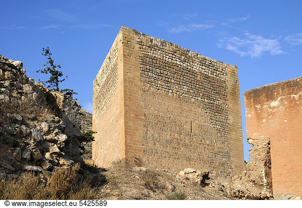 Ruinen des Castell de Mola  Festung der Maurenzeit  bei Novelda  Costa Blanca  Spanien  Europa